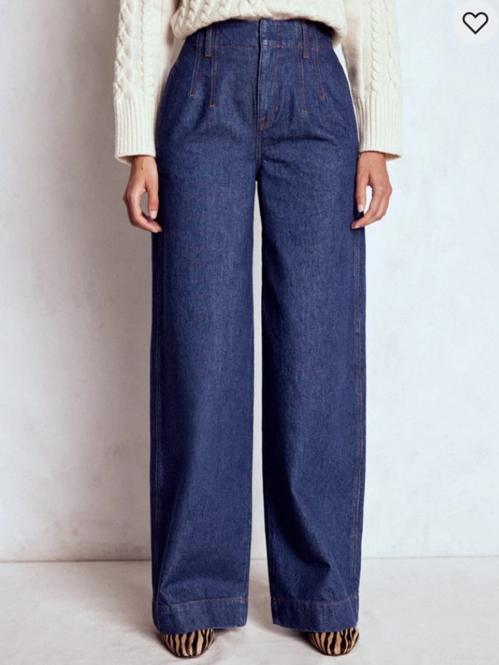 NWT BODEN Stitch Detail Wide Leg Jeans Indigo Dark Wash Size W31P